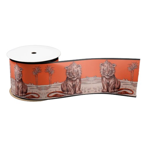 smiling lion satin ribbon