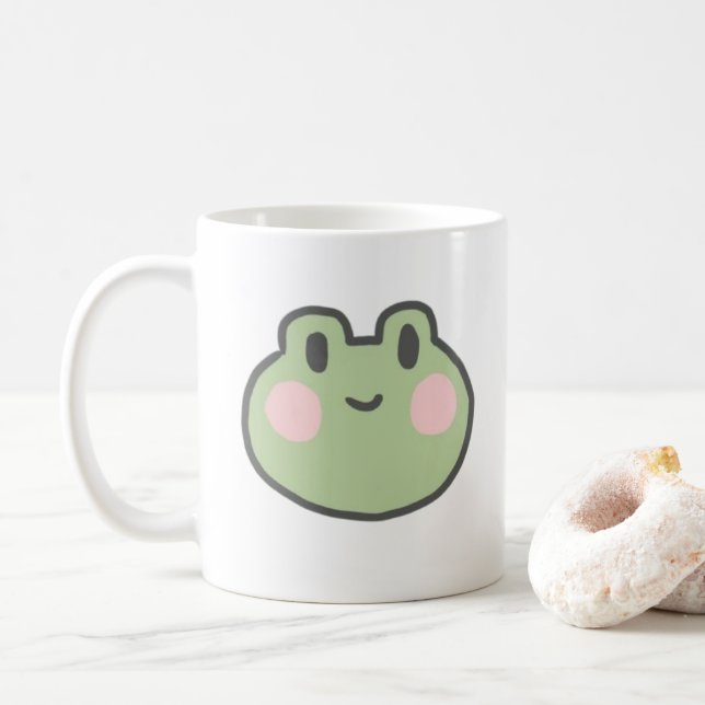 smiling little frog  coffee mug (With Donut)