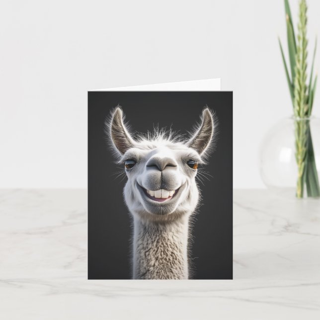 Smiling Llama Close-Up Invitation (Front)