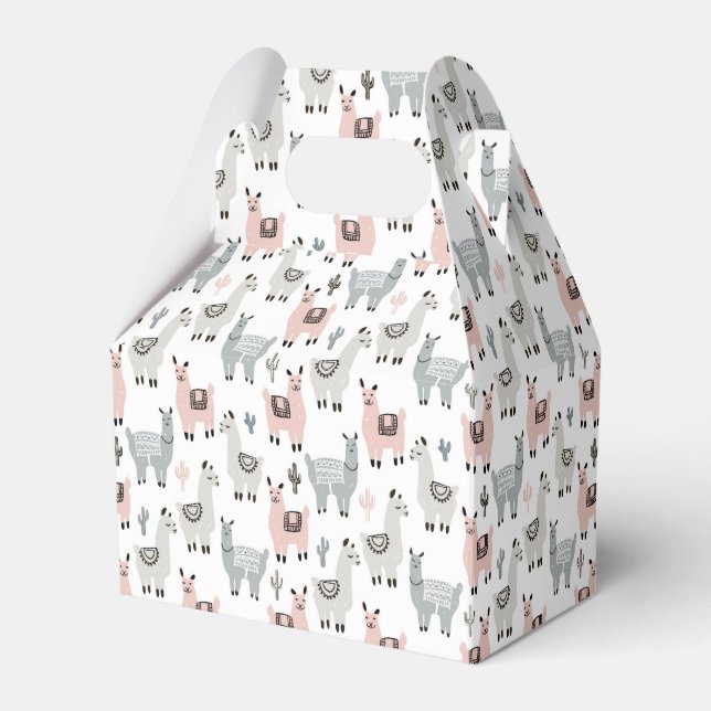 Smiling Llamas Pattern Favor Boxes (Front Side)