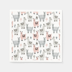 Smiling Llamas Pattern Napkins