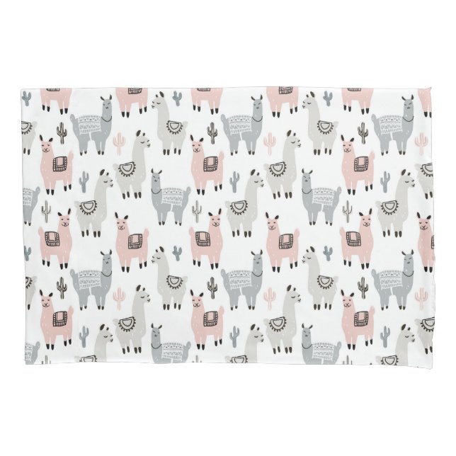 Smiling Llamas Pattern Pillow Case (Front-Left)