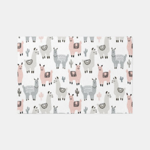 Smiling Llamas Pattern Rug