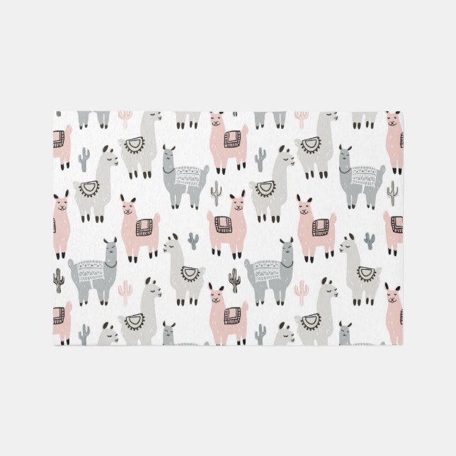 Smiling Llamas Pattern Rug (Front)