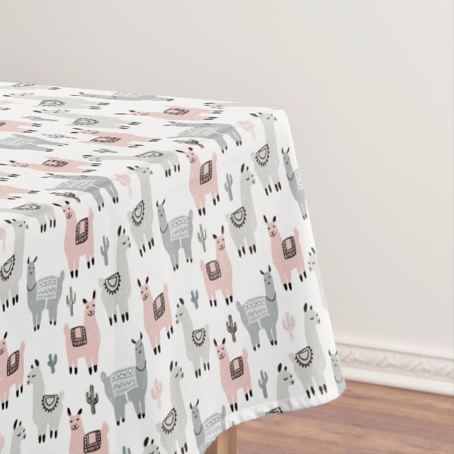 Smiling Llamas Pattern Tablecloth (In Situ)