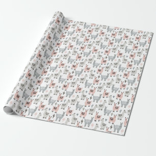 Smiling Llamas Pattern Wrapping Paper