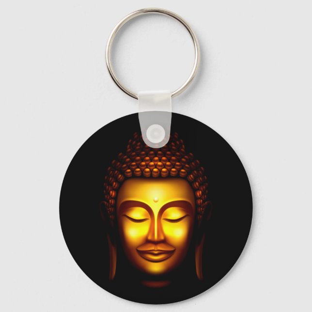 Smiling Lord Buddha Gold and Black Keychain (Front)
