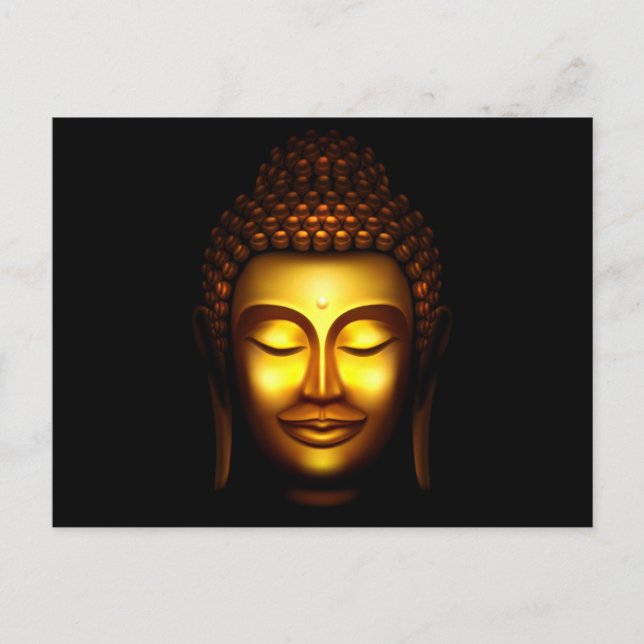 Smiling Lord Buddha Gold and Black Postcard (Front)
