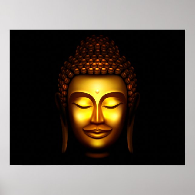 Smiling Lord Buddha Gold and Black Poster (Front)