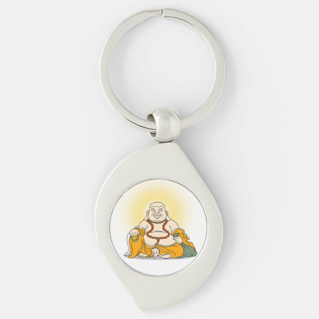 Smiling Maitreya Buddha Metal Keychain (Front)