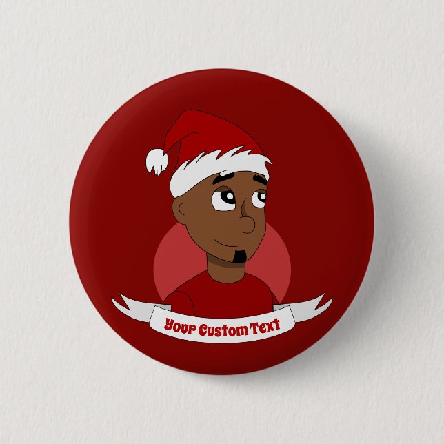 Smiling man Christmas cartoon Button (Front)