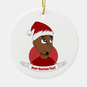 Smiling man Christmas cartoon Ceramic Ornament
