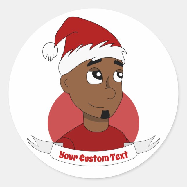 Smiling man Christmas cartoon Classic Round Sticker (Front)