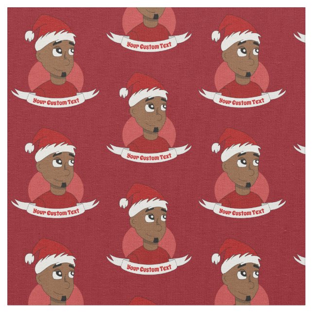 Smiling man Christmas cartoon Fabric (Close Up)