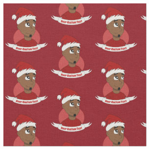 Smiling man Christmas cartoon Fabric