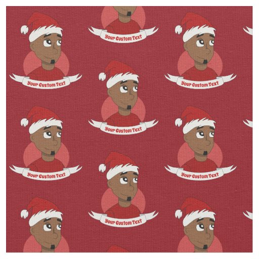 Smiling man Christmas cartoon Fabric