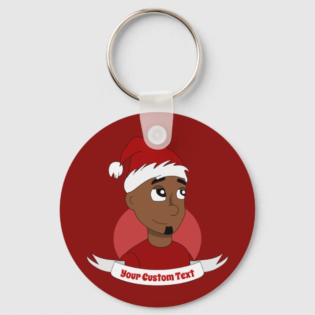 Smiling man Christmas cartoon Keychain (Front)