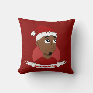 Smiling man Christmas cartoon Throw Pillow
