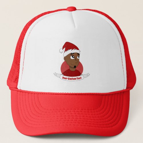 Smiling man Christmas cartoon Trucker Hat