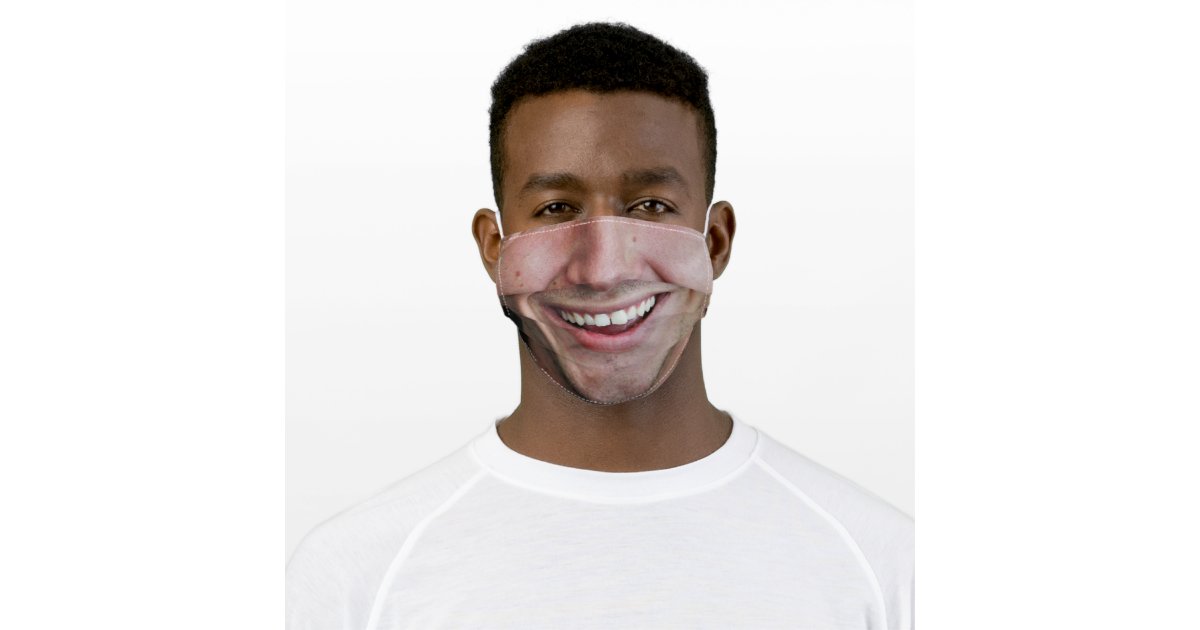 Smiling man face mask, funny happy human male adult cloth face mask | Zazzle