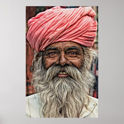 SMILING MAN in TURBAN Poster