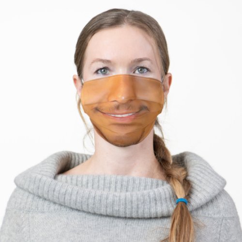 Smiling Man with Mustache Funny Adult Cloth Face Mask