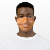 Smiling Man with Mustache Funny Adult Cloth Face Mask (Worn)