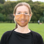 Smiling Man with Mustache Funny Adult Cloth Face Mask (Outside)