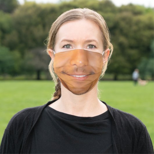Smiling Man with Mustache Funny Adult Cloth Face Mask (Outside)