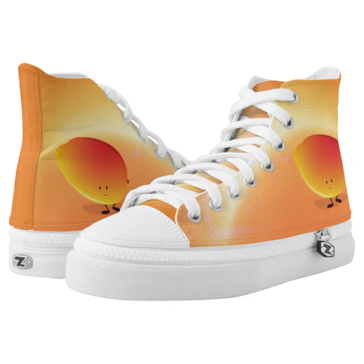 Smiling Mango Cartoon Character Cute Food High-Top Sneakers | Zazzle Smiling Mango Cartoon Character Cute Food High-Top Sneakers | Zazzle
