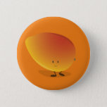 Smiling Mango Character Pinback Button at Zazzle