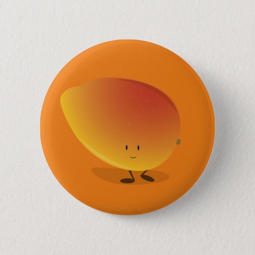 Smiling Mango Character Pinback Button