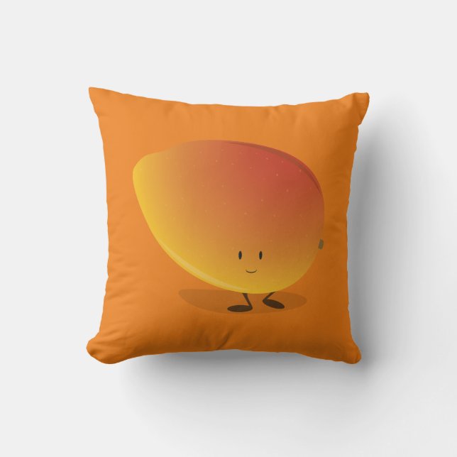 Smiling Mango Character | Throw Pillow (Front)