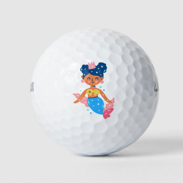 Smiling mermaid princess golf balls (Front)