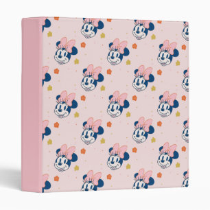 Smiling Minnie Mouse Floral Pattern 3 Ring Binder
