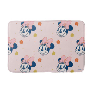 Smiling Minnie Mouse Floral Pattern Bath Mat