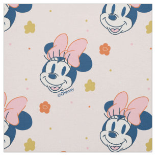 Smiling Minnie Mouse Floral Pattern Fabric