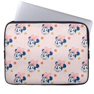 Smiling Minnie Mouse Floral Pattern Laptop Sleeve