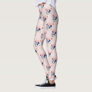 Smiling Minnie Mouse Floral Pattern Leggings
