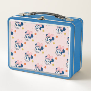 Smiling Minnie Mouse Floral Pattern Metal Lunch Box