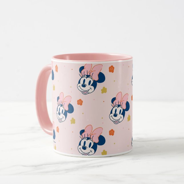 Smiling Minnie Mouse Floral Pattern Mug (Front Left)