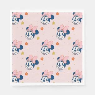 Smiling Minnie Mouse Floral Pattern Napkins
