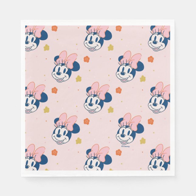 Smiling Minnie Mouse Floral Pattern Napkins (Front)