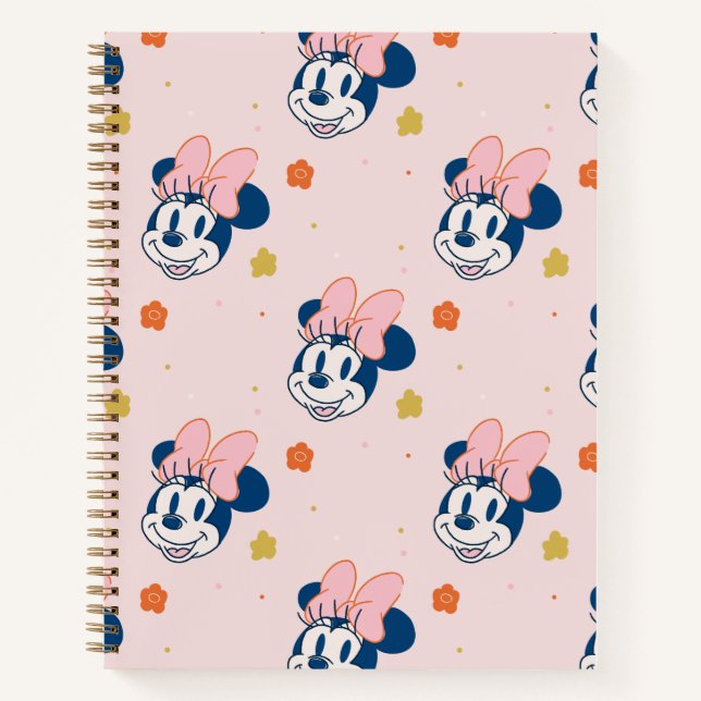 Smiling Minnie Mouse Floral Pattern Notebook (Front)