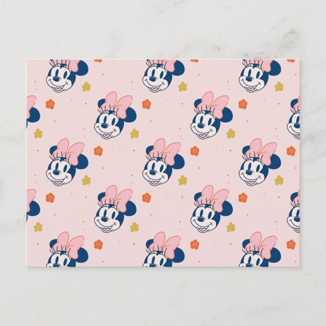 Smiling Minnie Mouse Floral Pattern Postcard (Front)