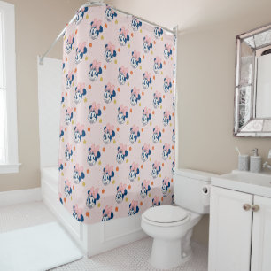 Smiling Minnie Mouse Floral Pattern Shower Curtain