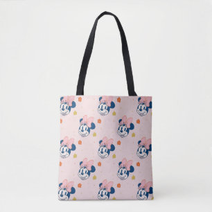 Smiling Minnie Mouse Floral Pattern Tote Bag