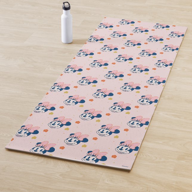 Smiling Minnie Mouse Floral Pattern Yoga Mat (In Situ)
