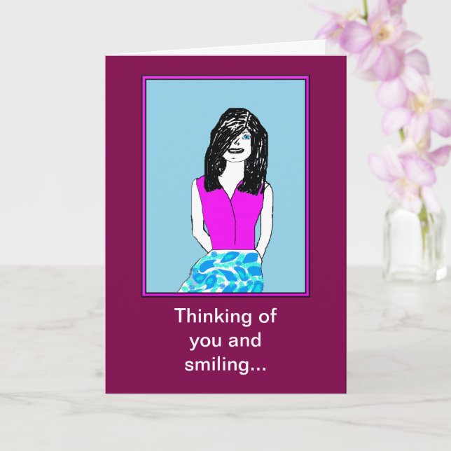 Smiling Miss You Greeting Card (Orchid)