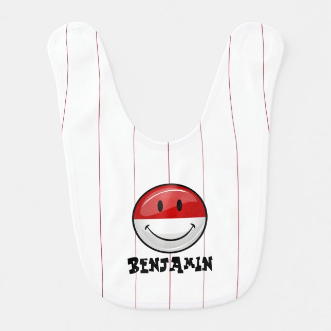 Smiling Monaco Flag Baby Bib (Front)